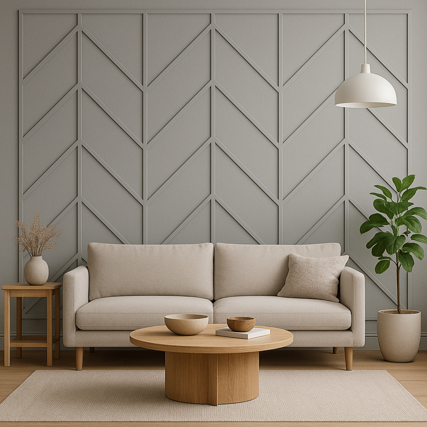 Herringbone Pattern Wall Molding Kit - Ready to Assemble for Living Areas