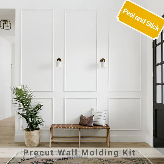 Self-Adhering Ready to assemble Wall molding package, Pre-cut factory primed