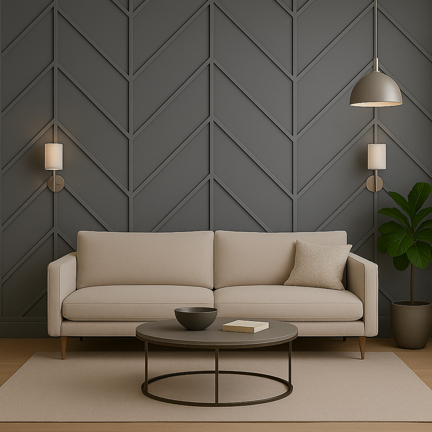 Herringbone Pattern Wall Molding Kit - Ready to Assemble for Living Areas