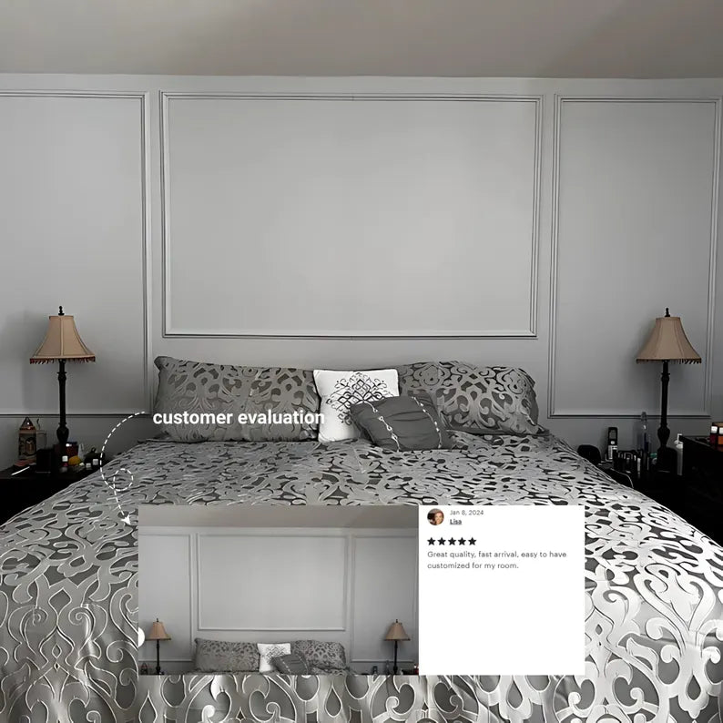 Wall Molding Pack for Bedroom, DIY Wall Trim, Wall Molding Kit with Pre-cut Liner